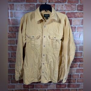 Eddie Bauer Men's yellow 100% cotton flannel button down Shirt